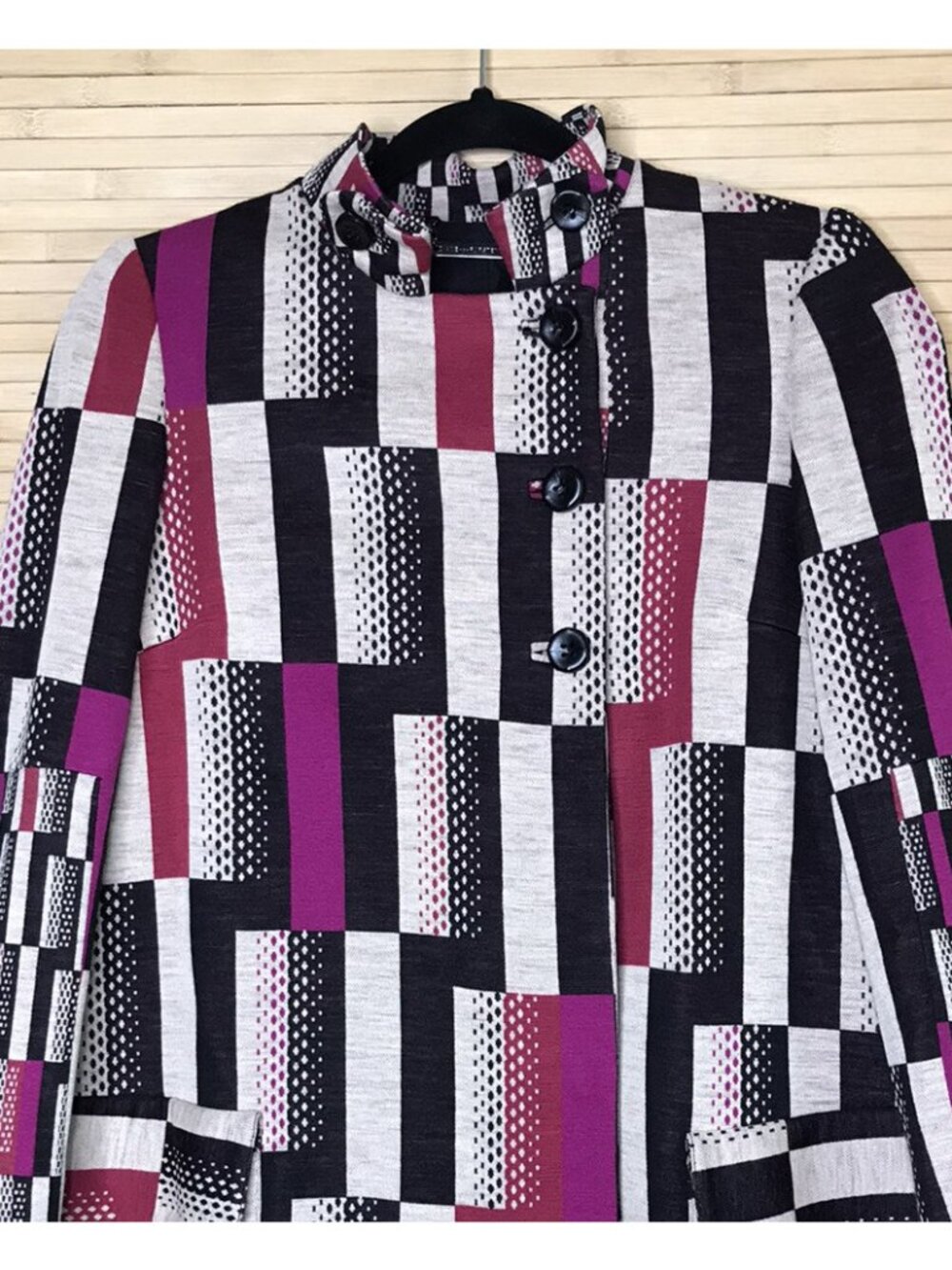 Diane Von Furstenberg DVF Button A line jacket coat funky flare sz 2 coleridge - Picture 2 of 8
